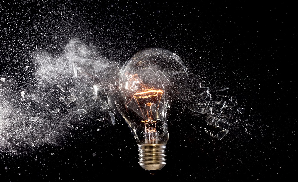 real explosion of vintage electric bulb high speed photography