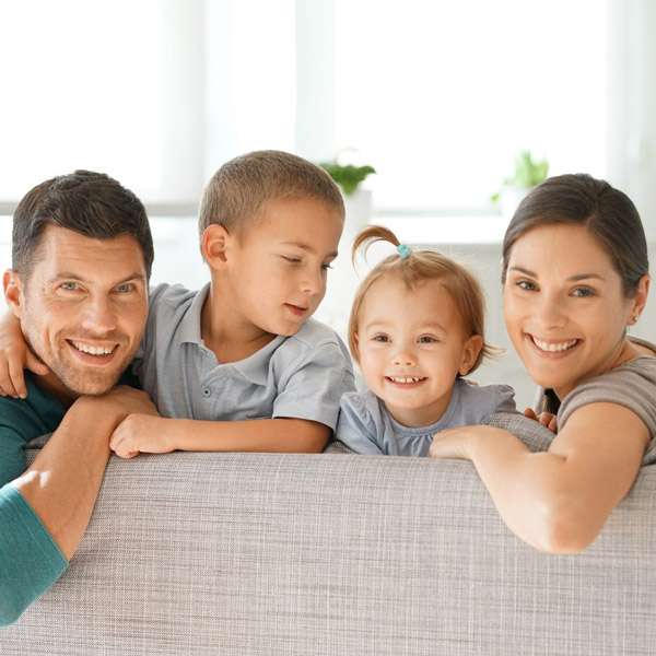 family on couch