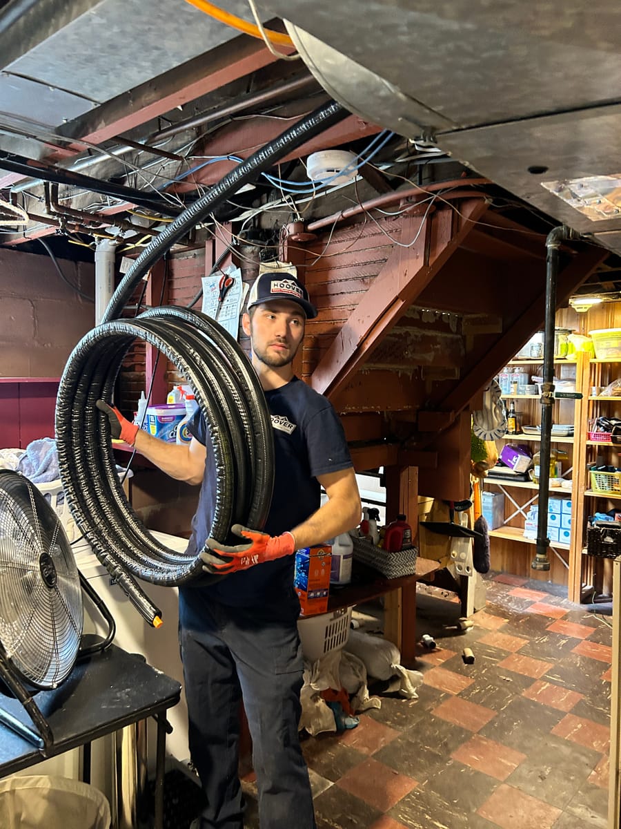 Hoover tech during a furnace maintenance service