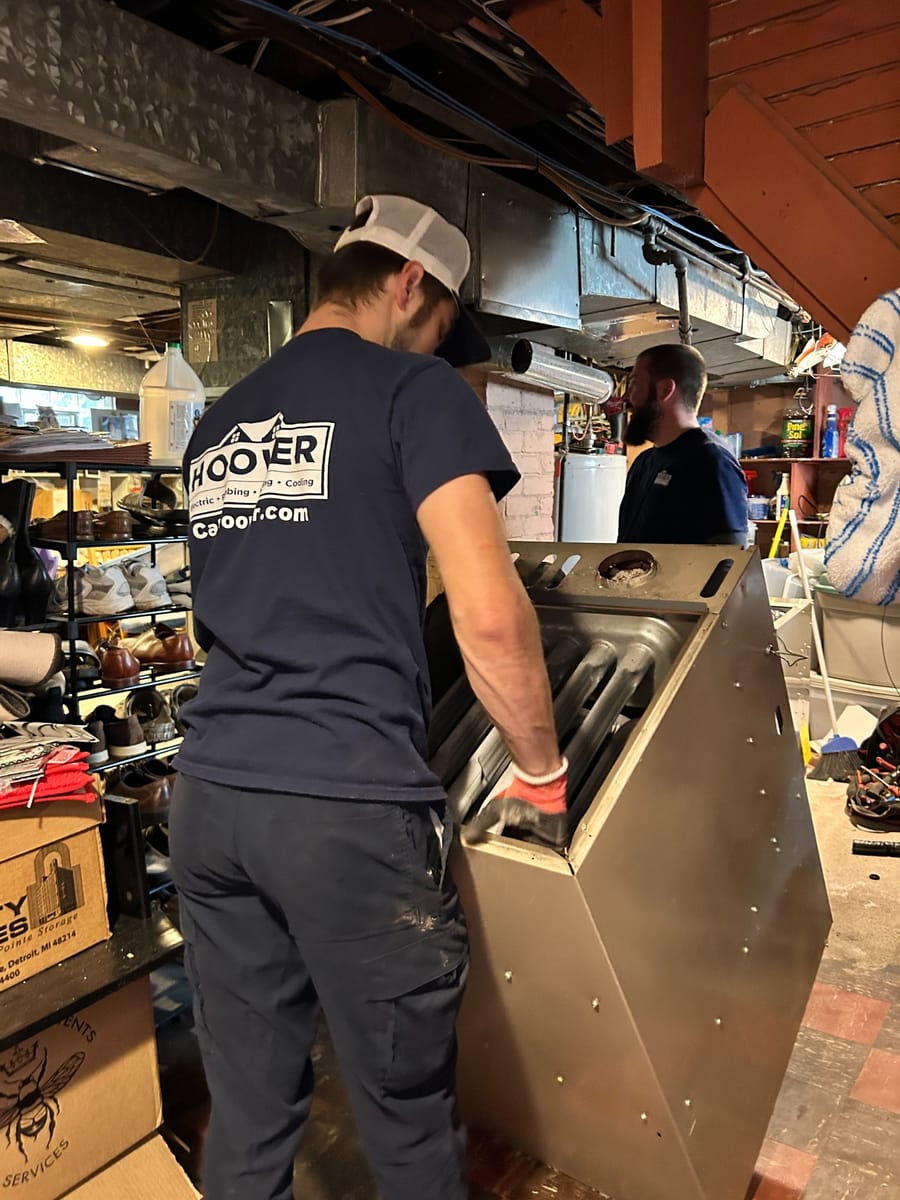Hoover HVAC tech replacing furnace